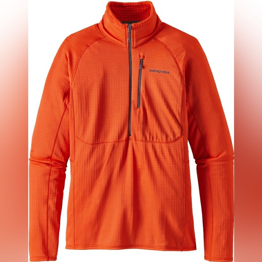 Patagonia R1Orange Long Sleeve Zipped Pocket Pullover Jacket Men Size Small